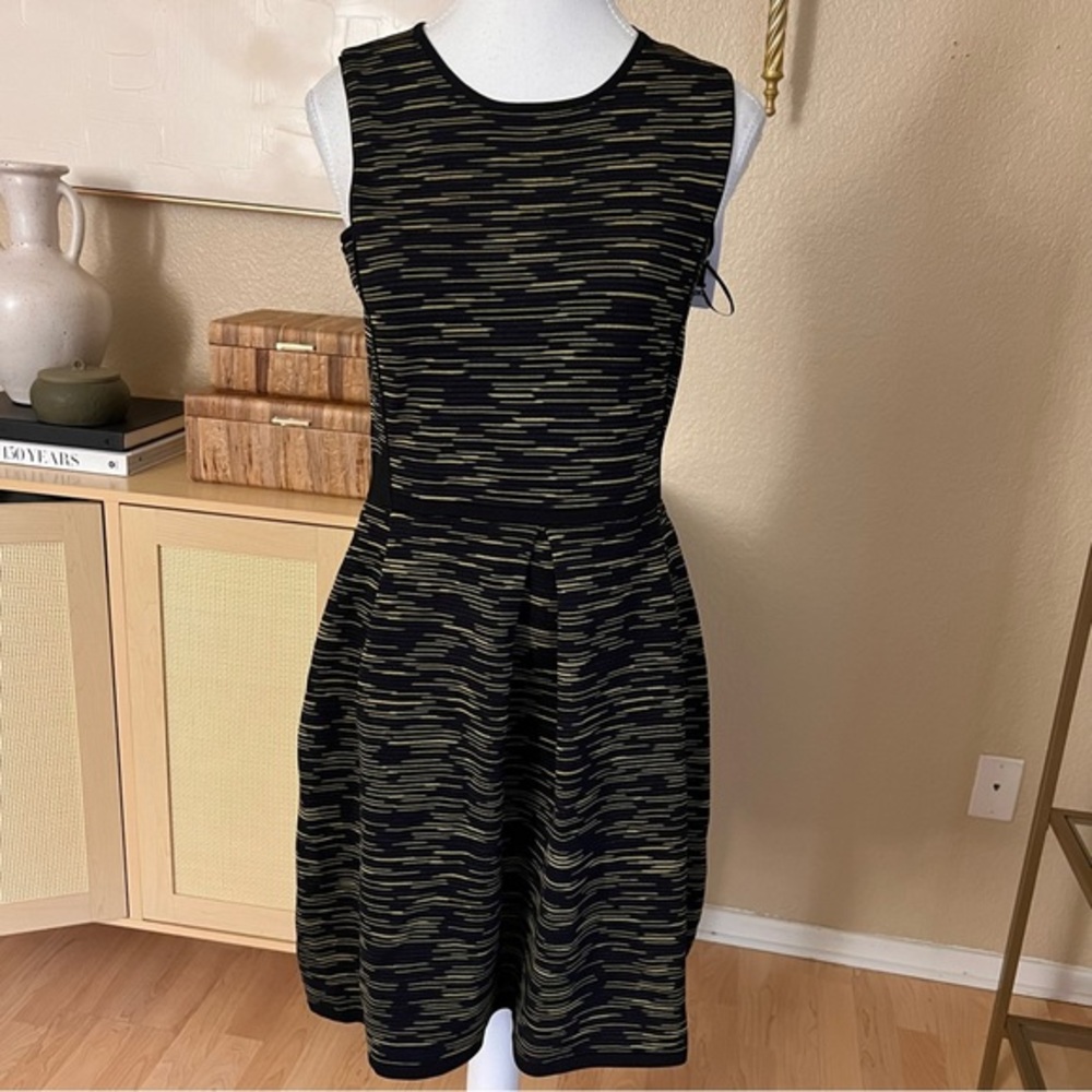 MISSONI Black Space Dye Pleated Knit Sleeveless Dress Size 38